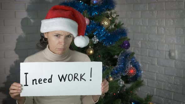 Woman Santa with Depresed Holiday Indoor