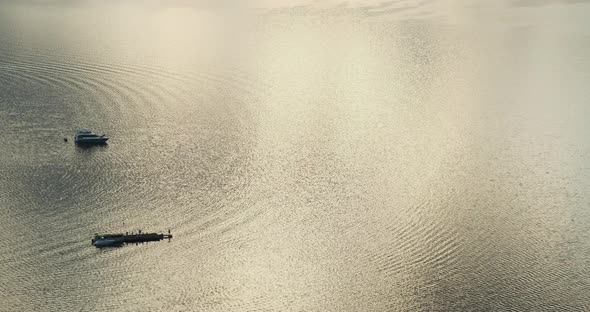 Sparkling River Water Surface in Evening Top Down View