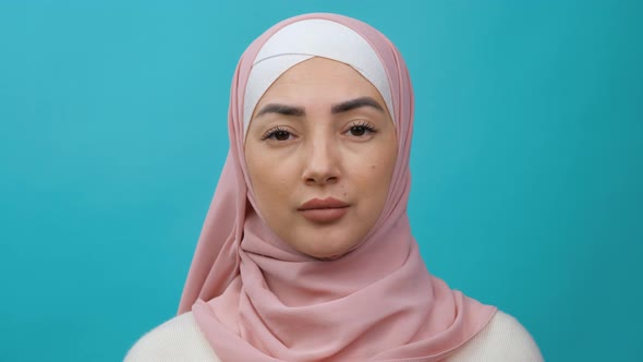 A Closeup View of a Beautiful Serious Arabian Young Muslim Woman