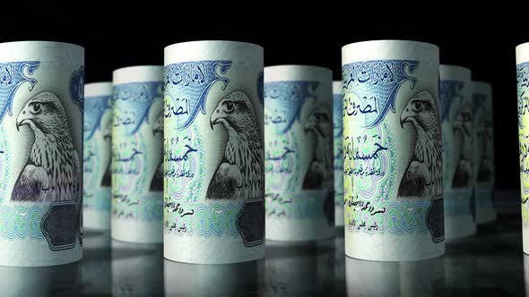 Arab Emirates Dirhams money banknotes rolls seamless loop
