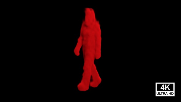 Walking Dark Red Color Smoke Man