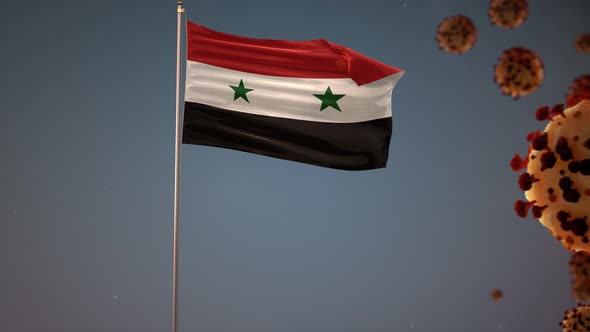 Syria Flag With Corona Virus Attack 4K