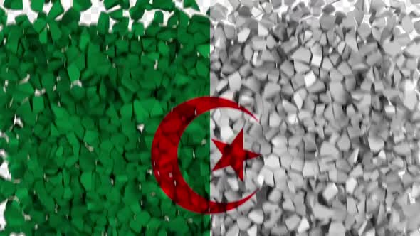 Algeria Flag Breaking Rocks Transition