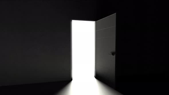 Door opens and a bright light flooding a dark room