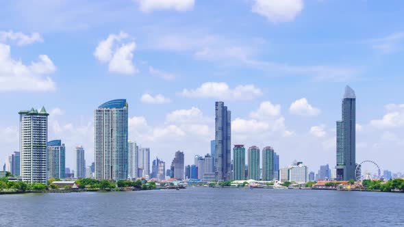 Bangkok waterfront cityscape and Chao Phraya River