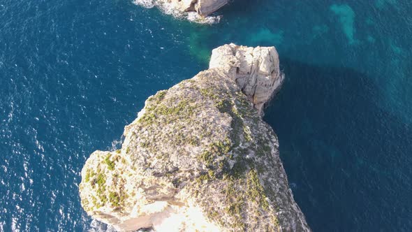 Aerial View of Fungus Rock in Dwejra Bay Gozo