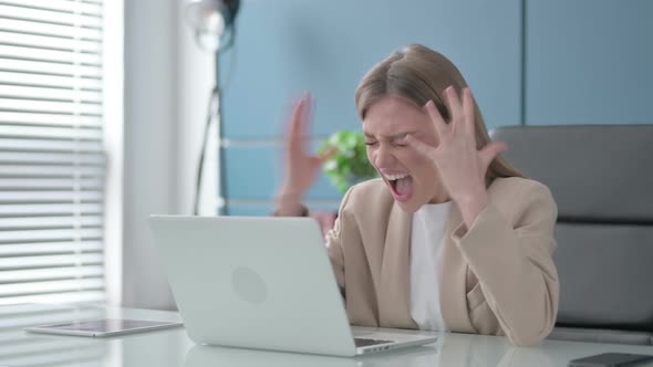Upset Angry Woman Shouting and Screaming at Work
