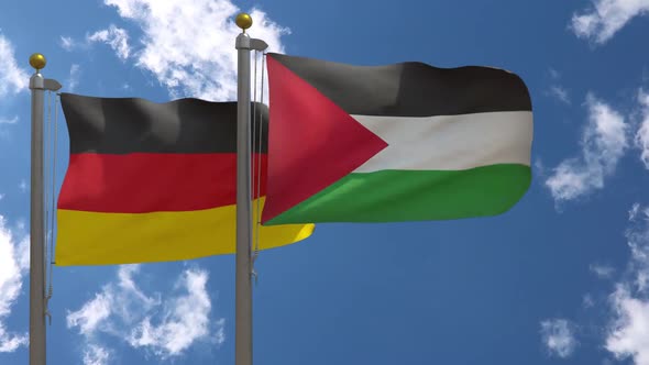 Germany Flag Vs Palestine On Flagpole