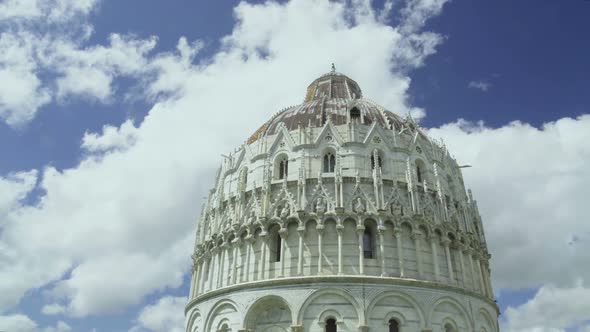 Amazing View of Pisa Baptistery of St. John, Ancient Architecture in Italy