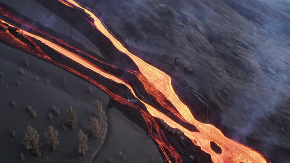 Aerial view of Volcan Cumbre Vieja, La Palma, Canary Islands, Spain.