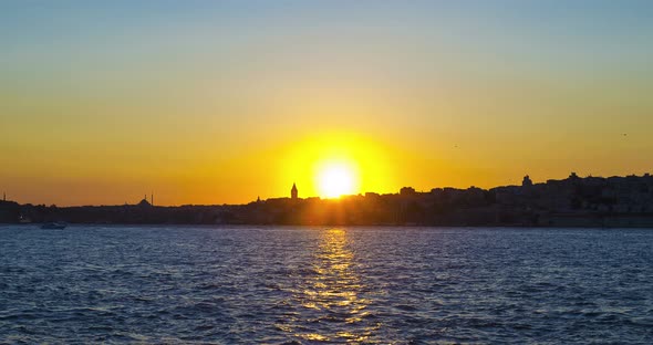 Istanbul. Uskudar view at sunset in Turkey.