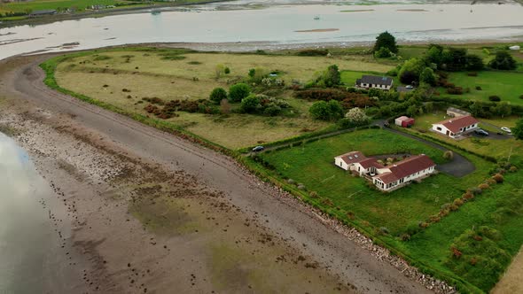 Aerial view over Irish village