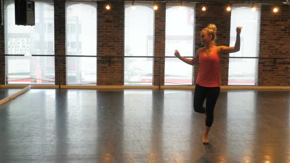 Woman practicing a tap dance