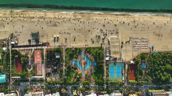 Beach Infrastructure Aerial View 4 k Alanya Turkey