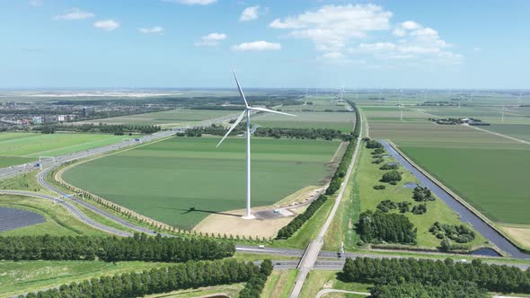 Wind Turbine System Sustainable Energy Generation on a Wind Farm in the Countryside