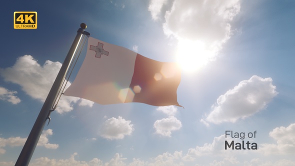 Malta Flag on a Flagpole V2 - 4K