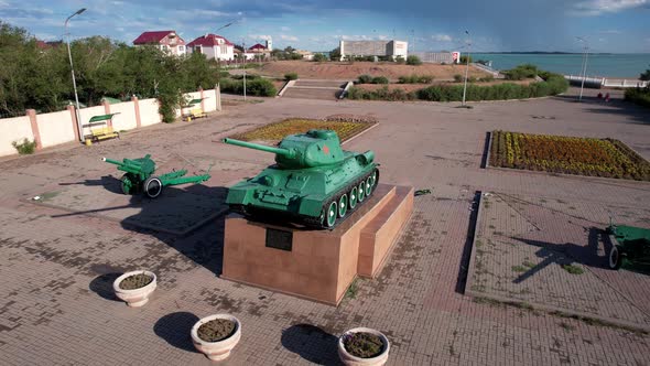 A Real Military Tank on the Shore of Lake Balkhash