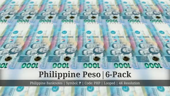 Philippine Peso | Philippines Currency - 6 Pack | 4K Resolution | Looped