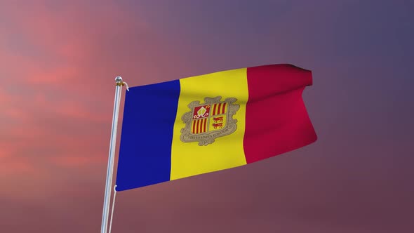 Flag Of Andorra Waving 4k