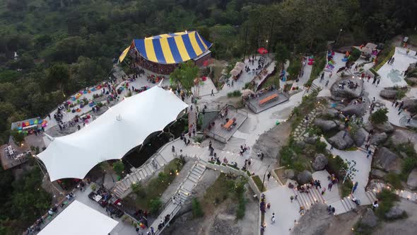 Crowd atmosphere at Obelix Hills, one of the favorite tourist destinations in Yogyakarta in 2021