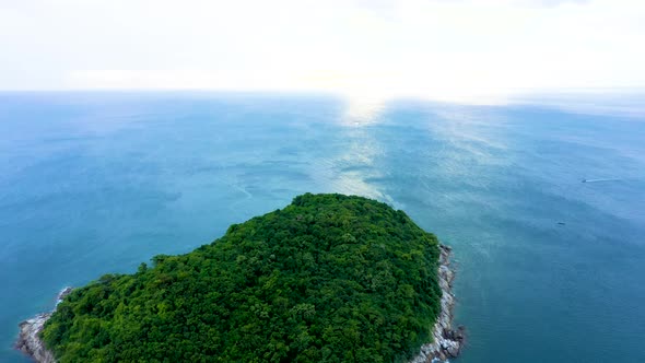 Aerial drone view of beautiful tropical Ko Man paradise island in Thailand