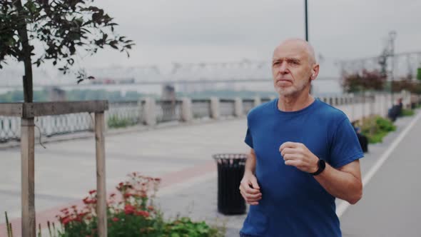 Active Old Gentleman Running Outdoor