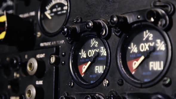 Dashboard of an Old Fighter Aircraft.