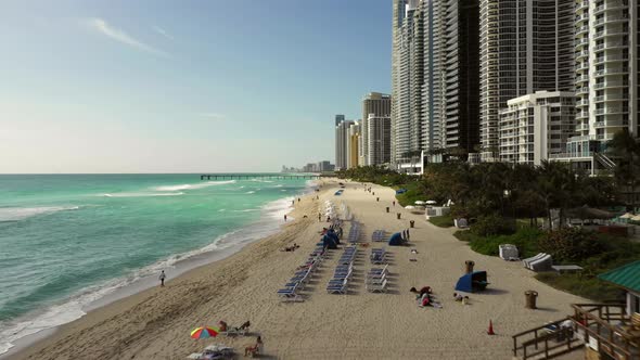 Summer aerial shot Miami Beach scenes