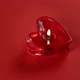 One heart shaped candles burning and rotating on red background - VideoHive Item for Sale