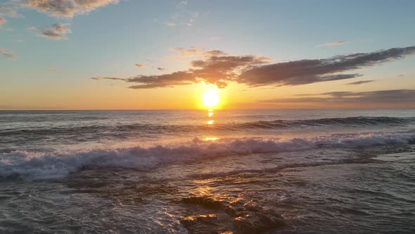 Texture of the sea and a beautiful sunset