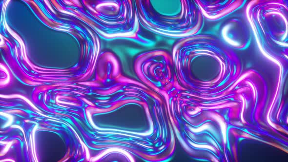 Abstract Glowing Holographic Oil Surface