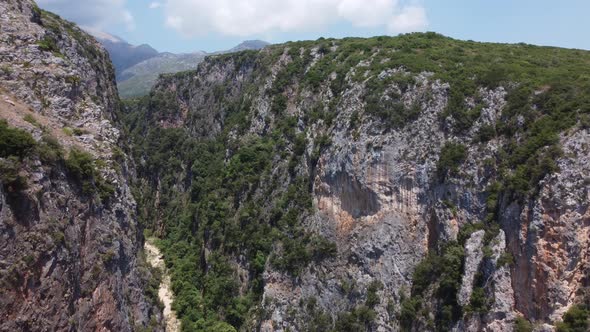 Aerial View of Canyon at Gjipe Beach Himara Albania Albanian Riviera