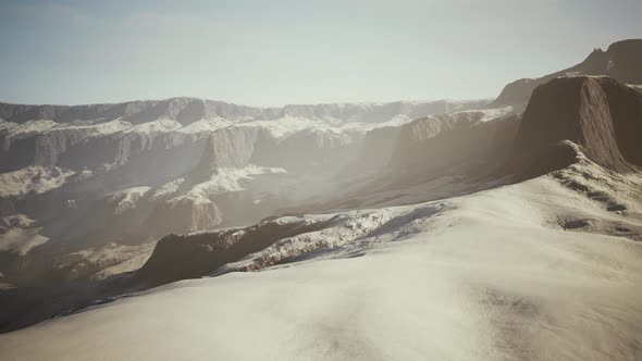 Rocks Covered in Snow in Ski Resort