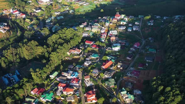 Aerial view of Nuwara Eliya, a small village on the hill in Sri Lanka