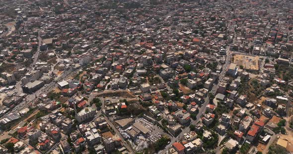 Aerial view of the Arab city of Um al Fahm in Northern Israel.