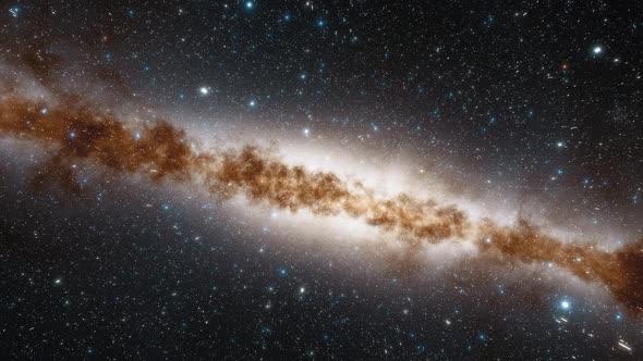 Starship Flies at the Speed of Ligh Near the Center of the Milky Way Galaxy in Space