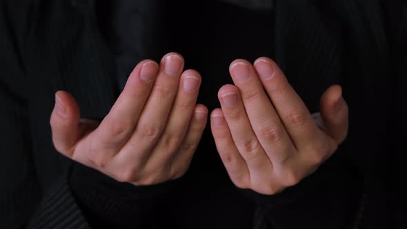 Close Up of Muslim Women Hand Praying Namaz at Ramadan Holiday