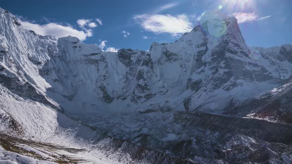 Ama Dablam Mountain and Blue Sky. Himalaya, Nepal