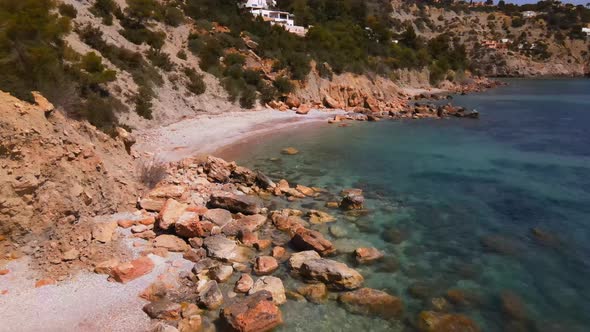 Ses Boques beach in Ibiza, Spain