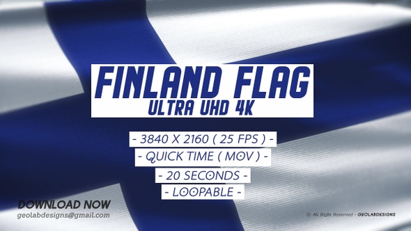 Finland Flag - Ultra UHD 4K Loopable