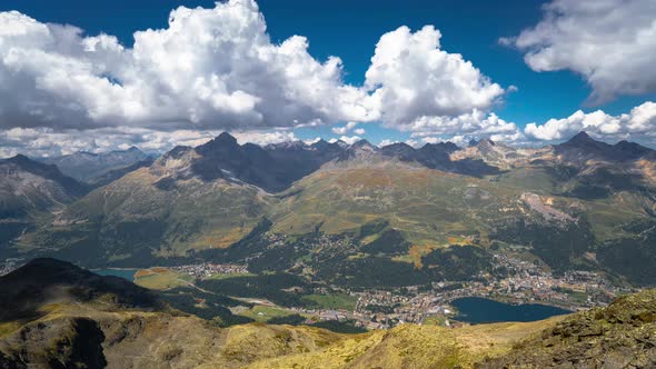 Engadine Valley Landscape With St Moritz