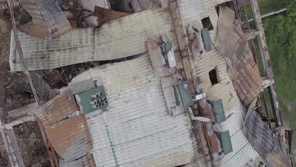 Vertical Video of a Residential Building Damaged By the War in Ukraine