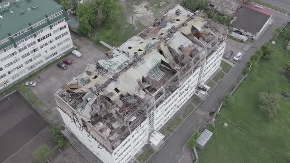 Ukraine  Building Destroyed By the War in Stoyanka Bucha District