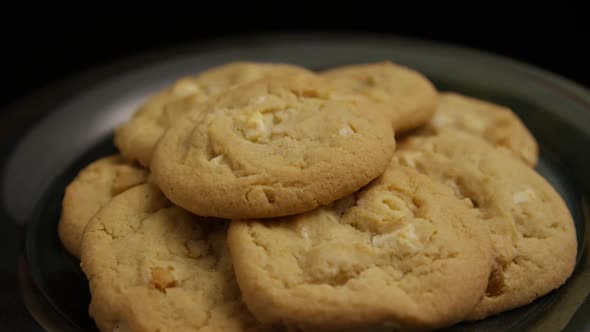 Cinematic, Rotating Shot of Cookies on a Plate