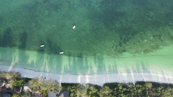 Zanzibar Tanzania  Aerial View of the Ocean Near the Shore of the Island Slow Motion