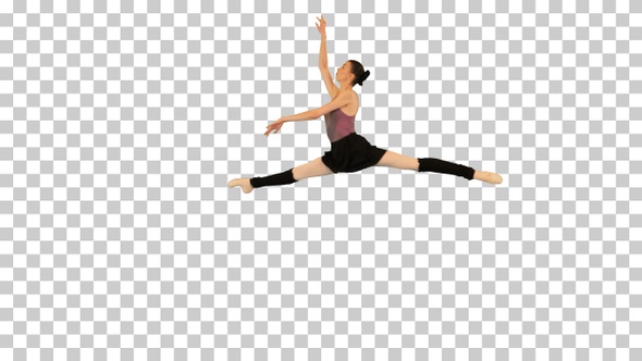 Young ballerina training a jump, Alpha Channel