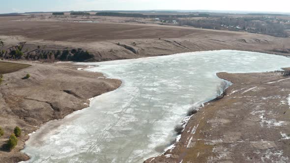 Grass Under the Snow, Frozen River in the Field