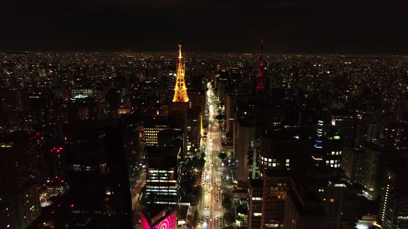 Metropolis panoramic cityscape of downtown Sao Paulo, Brazil.