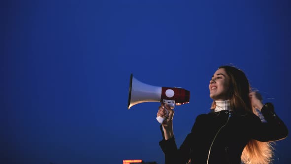 Girl Femenism Joy Scream Megaphone Victory Female Right Gender Rally