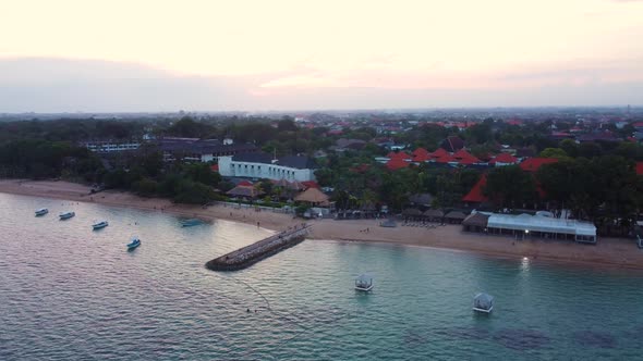 Sunset Aerial Panorama Balinese Beach